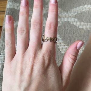 Gold Ring with “Love” Script